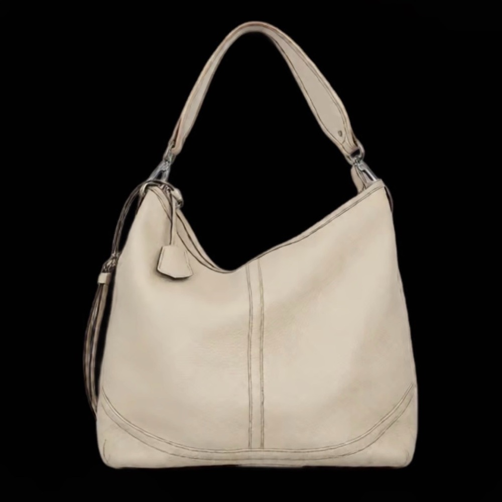 Banana Republic Cream Leather Slouchy Hobo Bag